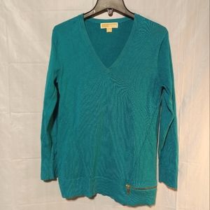 Michael Kors EUC Green Tunic Sweater, Medium, Zipper Detail, Long Sleeve
